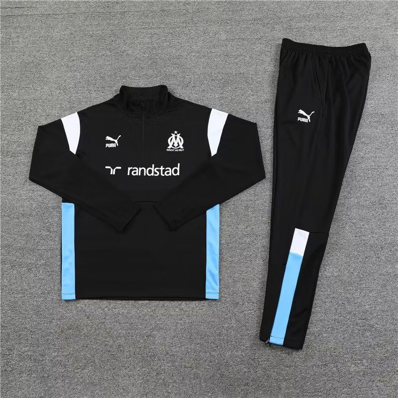 AAA Quality Marseille 23/24 Tracksuit - Black/White/Blue